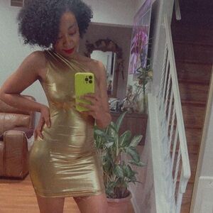 Amazon Gold One-Shoulder Dress